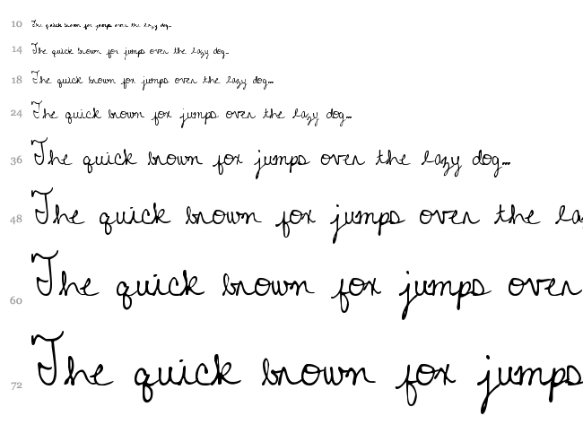 MTF Colleen Cursive font waterfall